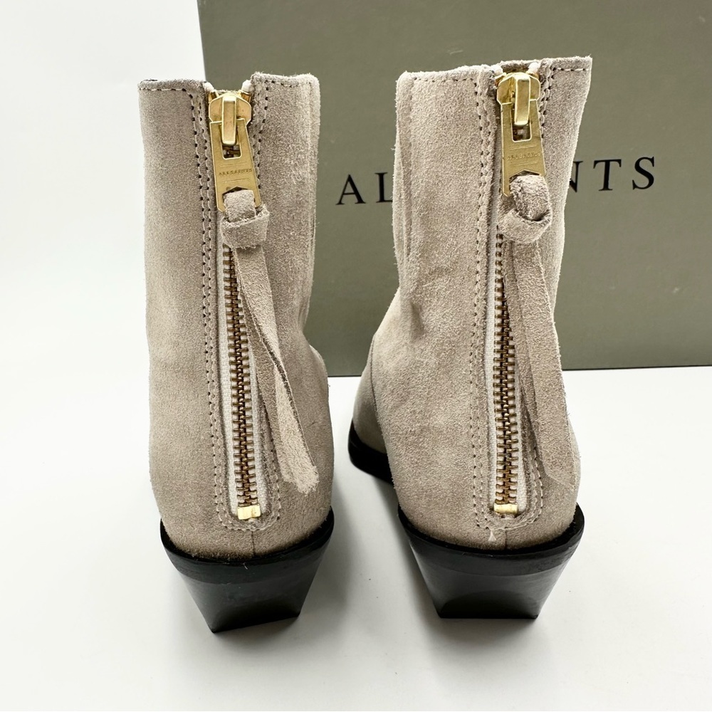 All Saints Lenora Suede Boots in Stone White - Picture 4 of 11